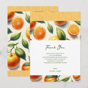 Akvarell Citrus Apelsinblad Bröllop Tack Kort