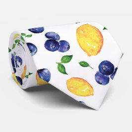 Akvarell Citrus Blåbär Lemon Frukt Slips