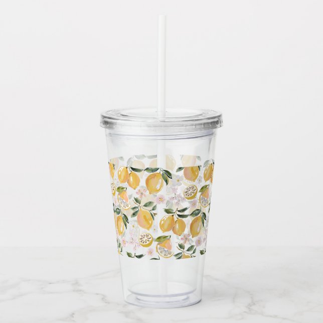 Akvarell Citrus & Blåbärsmönster Take Away Mugg (Framsida)