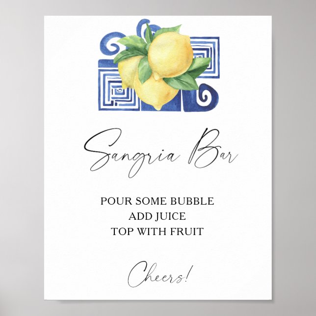 Akvarell citrus citron - sangriabar poster (Framsidan)