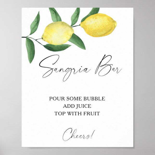 Akvarell citrus citron - sangriabar poster (Framsidan)
