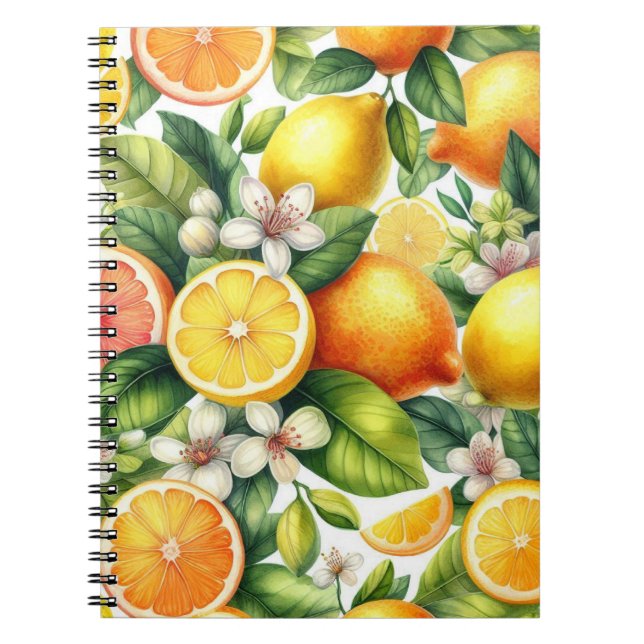 Akvarell Citrus Frukt Mönster Anteckningsbok (Framsidan)