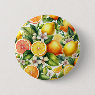 Akvarell Citrus Frukt Mönster Knapp
