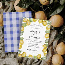 Akvarell Citrus Gula Citroner Bröllop