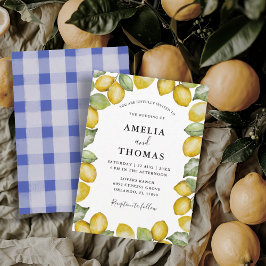 Akvarell Citrus Gula Citroner Bröllop Inbjudningar