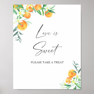 Akvarell citrus - kärlek är sött ta en godbit poster