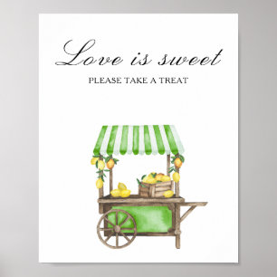 Akvarell citrus - kärlek är sött, ta en godbit poster