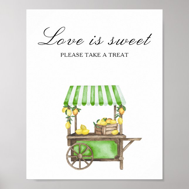 Akvarell citrus - kärlek är sött, ta en godbit poster (Framsidan)