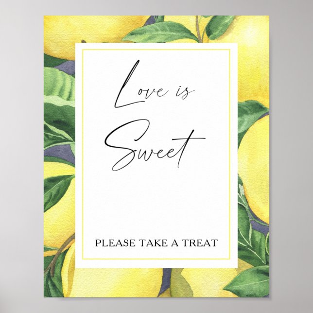 Akvarell citrus - kärlek är sött ta en godbit poster (Framsidan)