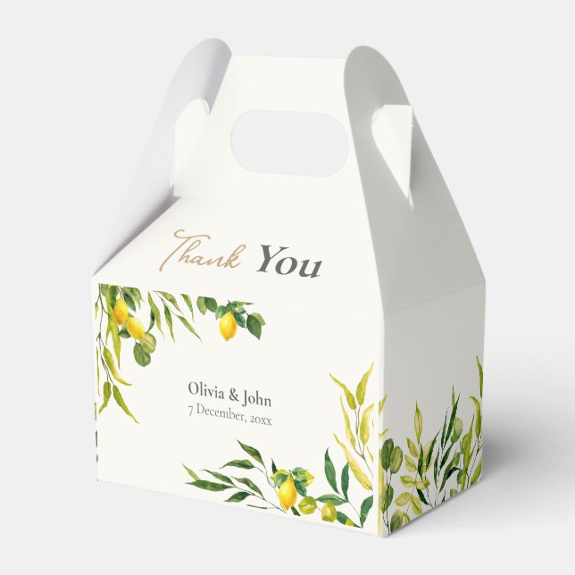 Akvarell Citrus Lime Grön Bröllop Tack Presentaskar (Framsidan Sidan)