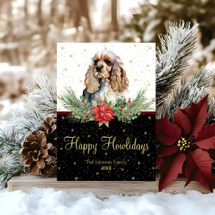 Akvarell Cocker Spaniel Hund Glad Jul Julkort