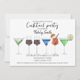 Akvarell cocktailparty inbjudningar