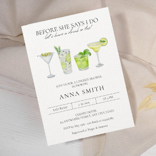 Akvarell Cocktailparty Margarita Bröllopsdusch Inbjudningar