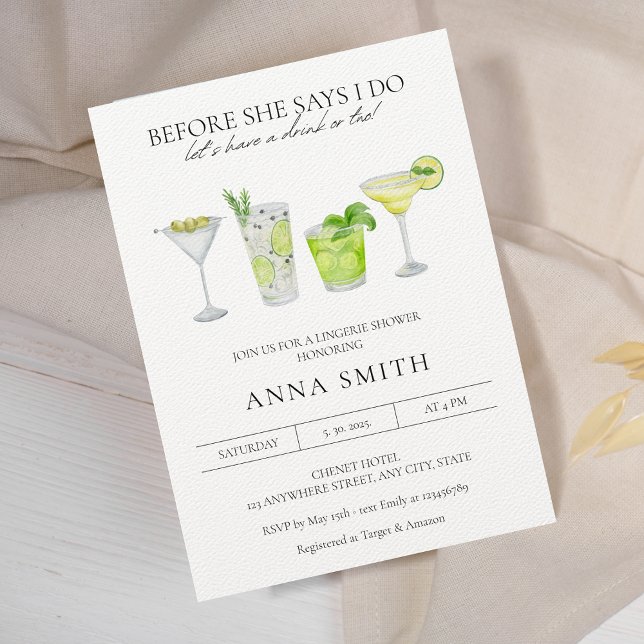 Akvarell Cocktailparty Margarita Bröllopsdusch Inbjudningar (Skapare uppladdad)