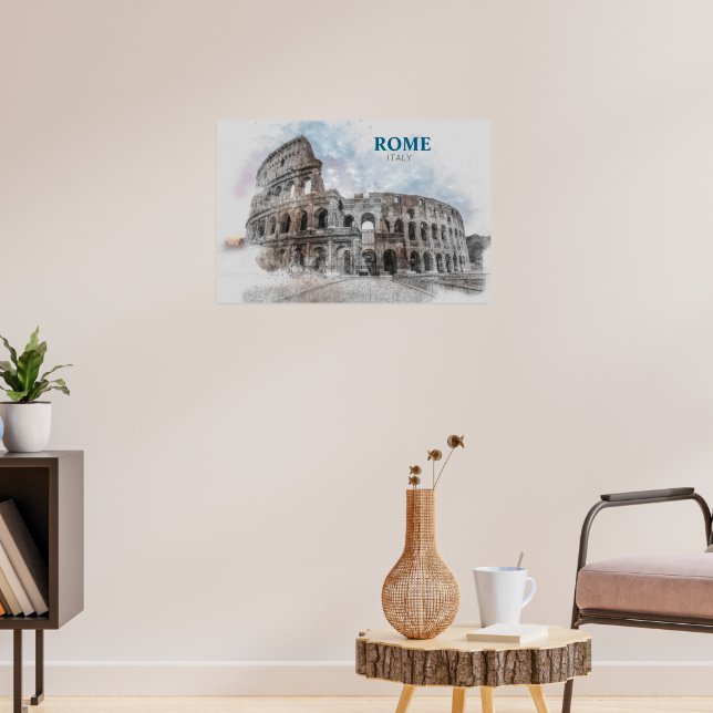Akvarell Colosseum Rom Italien – Helgkonst Poster (Vardagsrum 3)