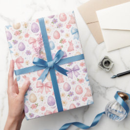 Akvarell Coquette Kanin Rosa Slingor Påsk Presentpapper