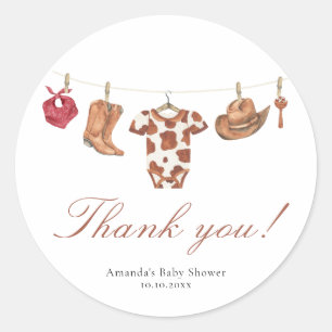 Akvarell cowboy Baby Shower Tack Runt Klistermärke
