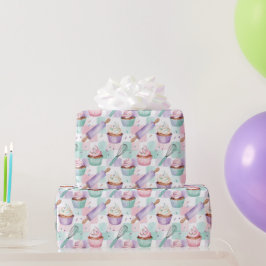 Akvarell Cupcake Lavendel Pastell Bakning Presentpapper