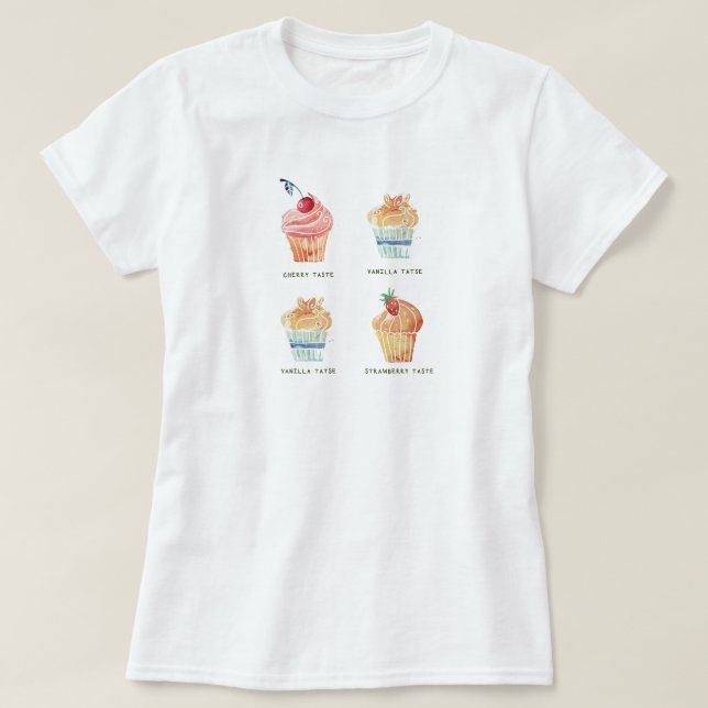 Akvarell Cupcakes Clipart Set T Shirt (Design framsida)