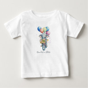Akvarell Cykling Elefant Baby T-Shirt