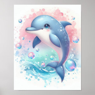 Akvarell Delfin Poster