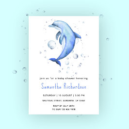 Akvarell Delfin Under Havet Baby Shower Inbjudningar