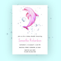 Akvarell Delfin Under Havet Baby Shower