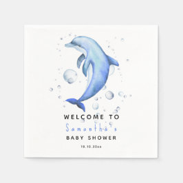 Akvarell delfin VÄLKOMMEN TILL baby shower Pappersservett