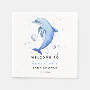 Akvarell delfin VÄLKOMMEN TILL baby shower Pappersservett