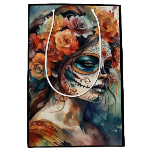 Akvarell Día de los Muertos Catrina Porträtt