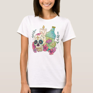 Akvarell Dia de los Muertos-Dödskalle, Ljus, Dryck T Shirt