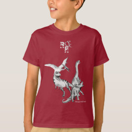 Akvarell Dinosaurie Barn Råma och Ryta T Shirt