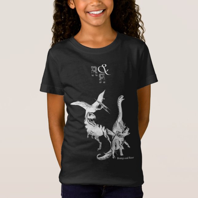 Akvarell Dinosaurie Barn Råmar och Ryter T Shirt (Framsida)