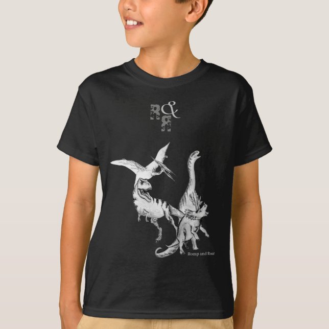 Akvarell Dinosaurie Barn Ropar och Le T Shirt (Framsida)