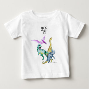 Akvarell Dinosaurie Lek och rytande T Shirt