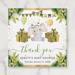 Akvarell Djungel Elefant Baby Shower Gåvor Etiketter