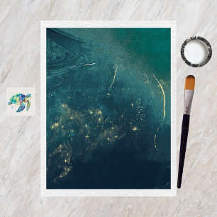 Akvarell Djuphav Scrapbookpapper