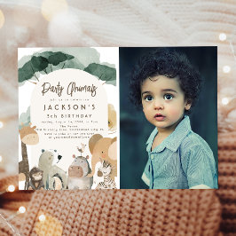 Akvarell Djur Bild Födelsedagsfest Inbjudningar