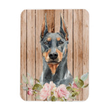 Akvarell Doberman & Blommor