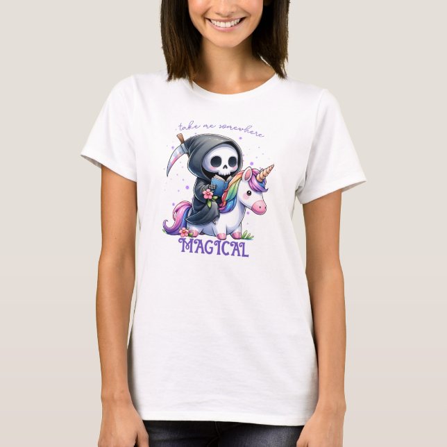 Akvarell Dödens Ängel Bokälskare T Shirt (Framsida)