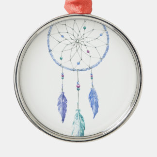 Akvarell Dreamcatcher med 3 fjädrar Julgransprydnad Metall