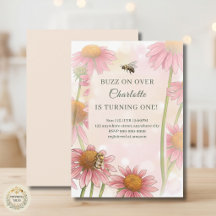 Akvarell Echinacea & Humla 1-årsdag