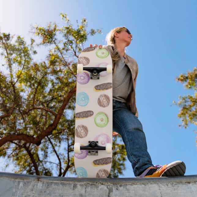 Akvarell Éclair Munkar Kul Handmålad Mini Skateboard Bräda 18,5 Cm (Utomhus 1)