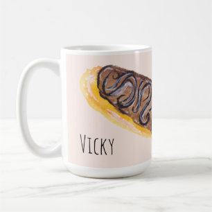 Akvarell Éclair Munkar Kul Nyckfull Rosa Kaffemugg