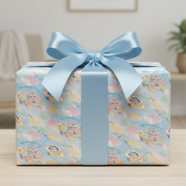 Akvarell Elefant Flygplan Baby Shower Mönster Presentpapper