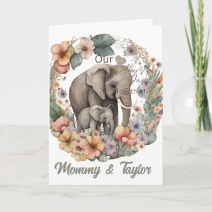 Akvarell Elefant Första Mors Dag Kort