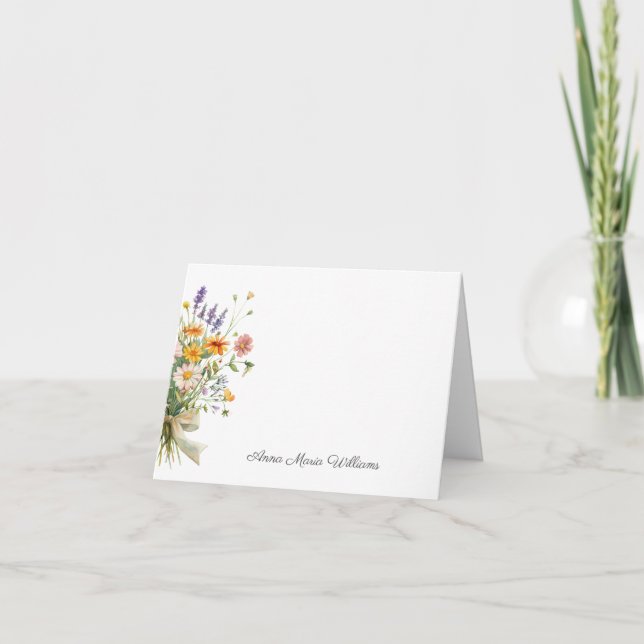 Akvarell Elegant Blommig Brevkort Tack Kort (Framsida)