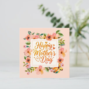 Akvarell Elegant Blommig Glad Mors Dag Kort