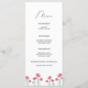 Akvarell elegant blomster minimalistisk meny