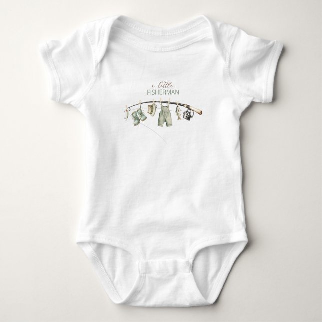 Akvarell Elegant Liten Fiskare Baby Shower T Shirt (Framsida)